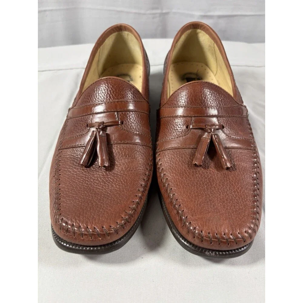 Stacy Adams Men's Brown Leather Slip-On Oxford Dress Shoes Square Toe Sz 10M